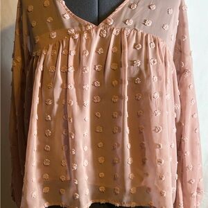 Entro Pink Ruffled Long Sleeve Blouse